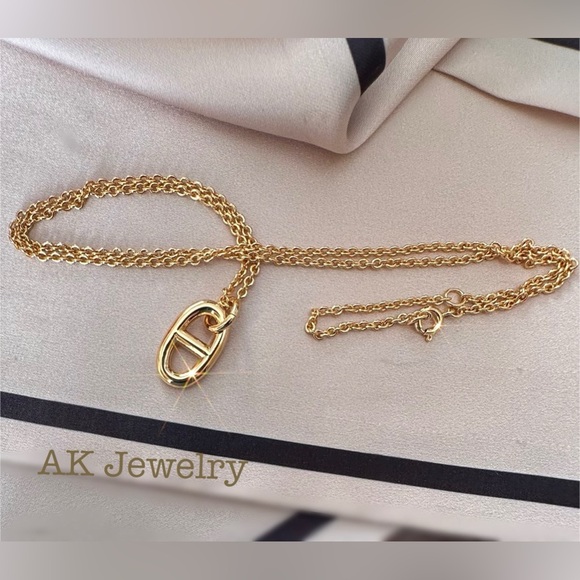 💎LUXURY NECKLACE GOLD Oval Chain One Link Elegant Brilliance with Class - Picture 2 of 5